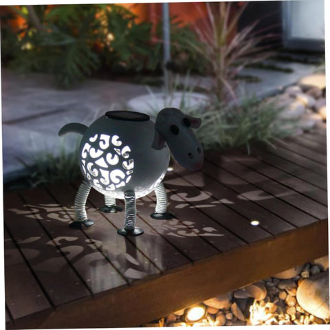 Sheep Solar Lights Wrought Iron Sheep Figurines Solar Garden Decor Metal Sculptures Garden Lights for Car Dashboard Patio Balcony Yard Lawn Decor 10x7 Inch, Pathway Lighting