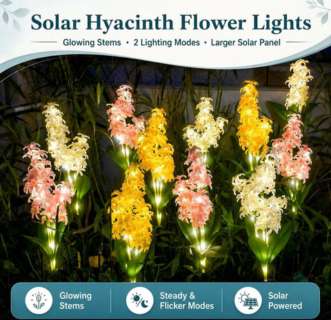 Solar Hyacinth Garden Lights With Glowing Stems (2 Pack)