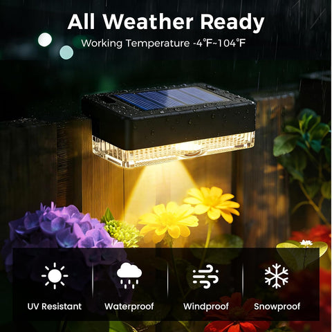 Solpex Solar Fence Lights Outdoor Garden,8 Pack Solar Powered Deck Lights Outdoor Waterproof for Stairs,Backyard,Patio,Railing,Step(Warm White