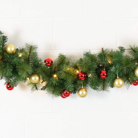 Festive Lights ConnectPro Pre-Lit Christmas Garland – 3m Warm White LED Garland with 40 LEDs, IP65 Outdoor & Indoor Christmas Decoration, Connectable Up to 100m