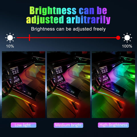 Acrylic RGB Car Interior LED Light Kit with APP Control, 18-in-1 Dreamcolor Ambient Lighting, Dual Zone Music Sync, Fiber Optic Strips
