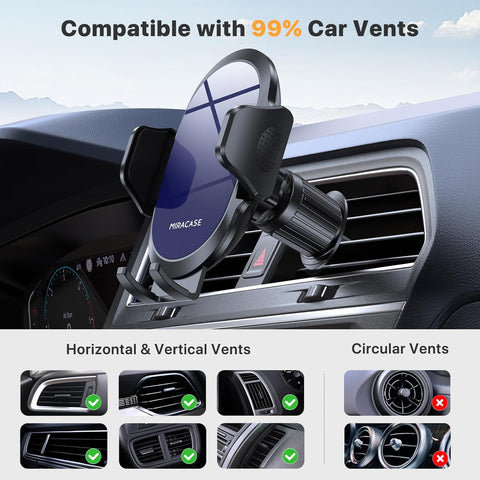 Miracase 2025 Black Car Phone Holder 360° Rotation Vent Mount