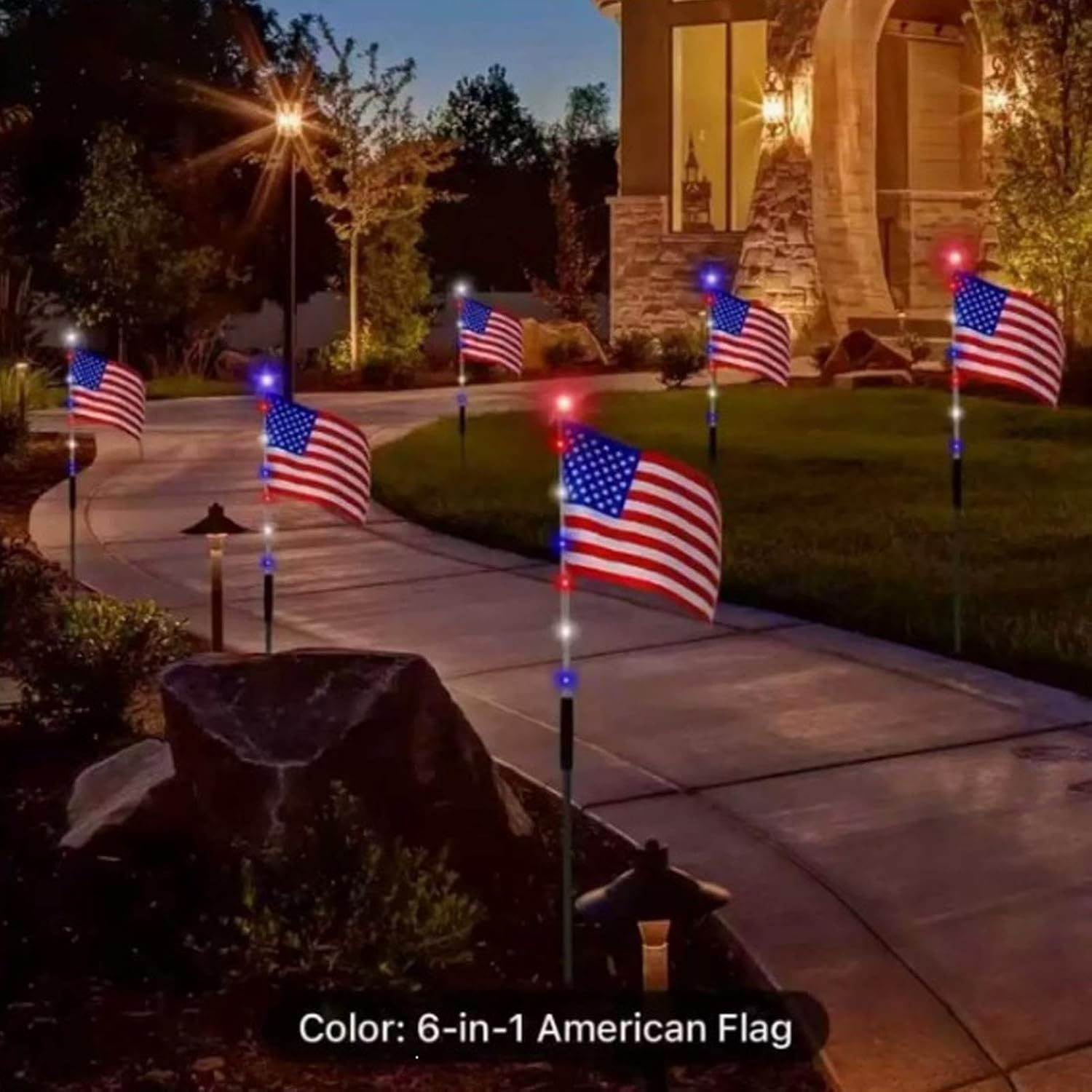 Solar Pathway Lights Outdoor Pathway Patriotic Lighting