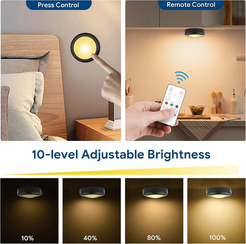 3 Pack Wireless Under Cabinet Lights – 16 Colour RGB LED Puck Lights with Remote & Touch Control, 4 Brightness Levels for Cupboards, Wardrobes & Shelves - Turn Forgotten Dark Corners Into Your Favourite Little Glow