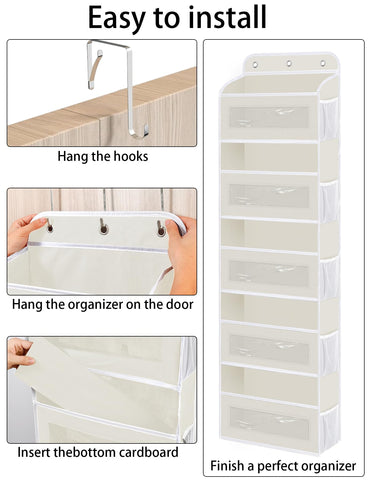 KYEVIS Over The Door Storage Organiser, 5 Shelves with 10 Mesh Pockets, Dark Grey – Keep Baby Essentials Neatly Within Reach
