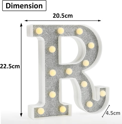 Colorful Light Up Letters, Glitter LED Letter Lights 18 Color Changing Shiny Alphabet Sign Gifts for Girls Women Party Birthday Decorations Remote Night Light Christmas Valentine Wall Table Decor - R
