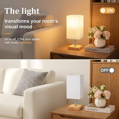 Small Touch Linen Dimmable Bedside Table Lamp – 3 Brightness Levels, E27 LED Warm White Light for Bedroom & Study