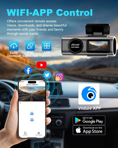 4K UHD Front Dash Cam with WiFi, 64GB SD Card & Night Vision