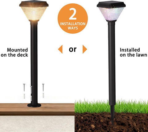 Alighting 30 Inch Solar Lamp Post Light with Remote, 3 Color Modes + RGB