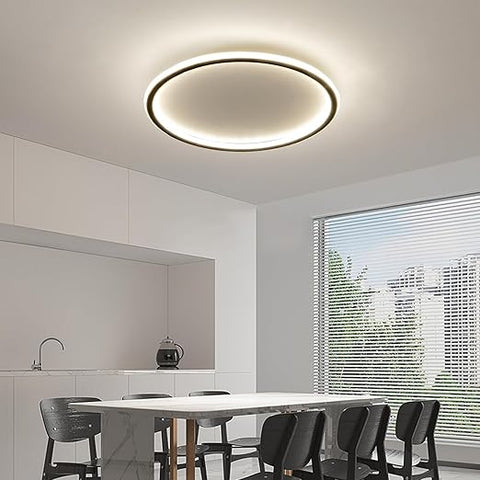 40cm Dimmable LED Ceiling Light with Remote - 3 Color Temperature Semi-Recessed Modern Design