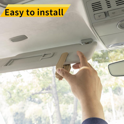 Magnetic Leather Sunglasses Holder for Car Visor – 2 Pack Beige