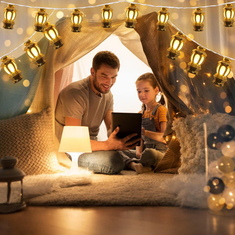 Ramadan Eid Mubarak String Lights – 5.4ft LED Fairy Lights with 10 Warm White LEDs, Battery Powered Indoor & Outdoor Decoration