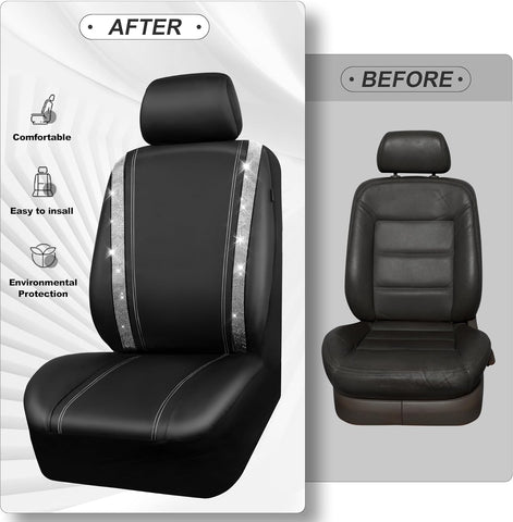 Bling Diamond Car Seat Covers Full Set Silver