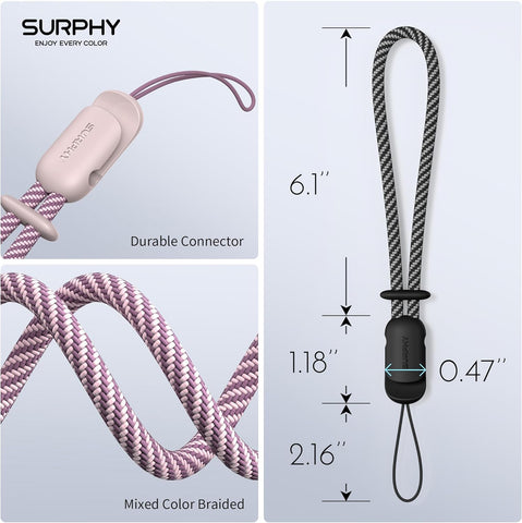 SURPHY Wrist Strap Lanyard 2 Pack Adjustable for Phone, Purse & Keychain