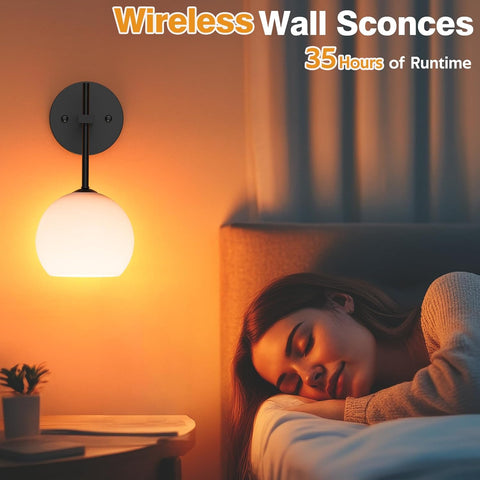 LABOREDUCER Rechargeable Wall Light 2-Pack Black