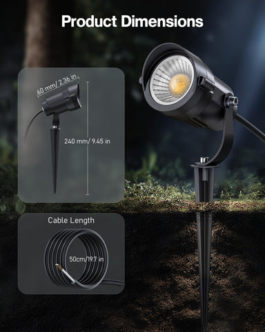 HIBOITEC 12W 1300LM Garden Spotlights with Wire Connector, Warm Spot Light