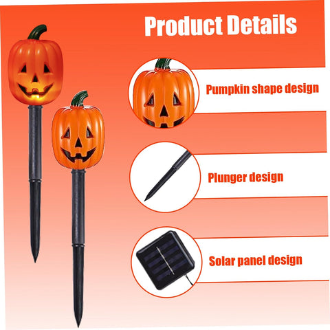 5PCS Solar Pumpkin Pathway Lights and 1PC Solar Panel Light up Pumpkin with Stakes for Walkway Yard Driveway Lawn Garden Decor Style2..