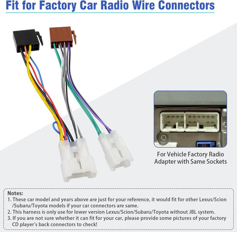 Jayubien ISO Wiring Harness Compatible with Toyota Subaru Lexus Scion Car Radio Stereo Wire Harness Adapter Connector Plug