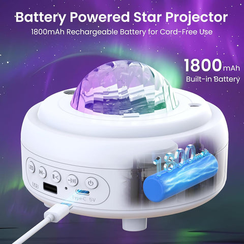 Galaxy Light Projector with Bluetooth Speaker & Rechargeable Night Lamp