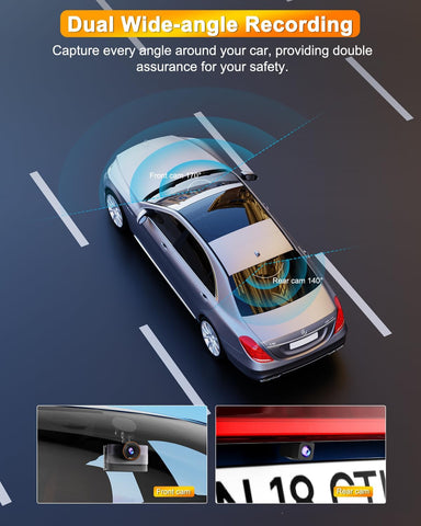 Dash Cam Front and Rear 4K+1080P WiFi with 64GB Card
