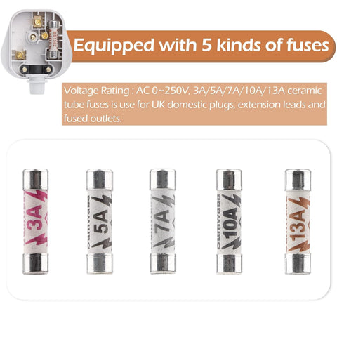 3 Pin Plug UK 13A Fused Mains Plug White