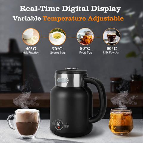 Taylor Swoden 1.7L Electric Kettle – Variable Temperature Control, LED Display, Fast Boil, Double Wall, Keep Warm, Black