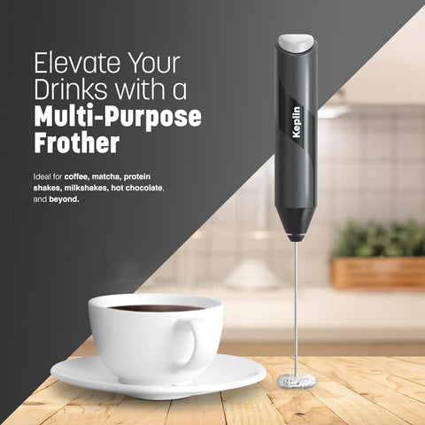 Milk Frother Stainless Steel Electric Whisk Portable Coffee Mixer black