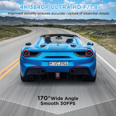 DYNACAM 4K+1080P Front & Rear Dash Cam with WiFi, Night Vision