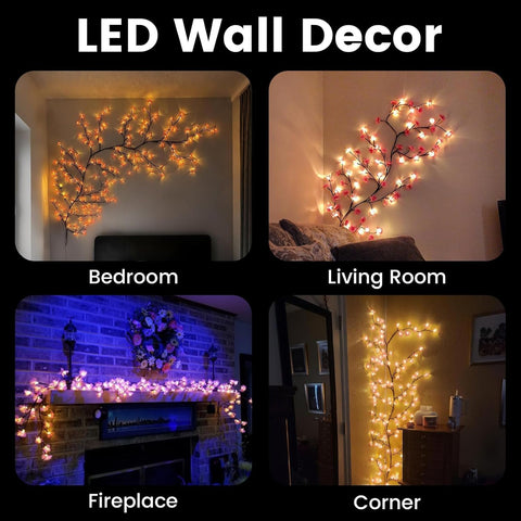 RuiDay 1.2m USB Cherry Blossom Tree Light – 48 LED Pink Sakura Branch Fairy Lights with 8 Lighting Modes & Timer for Bedroom, Wedding & Home Décor