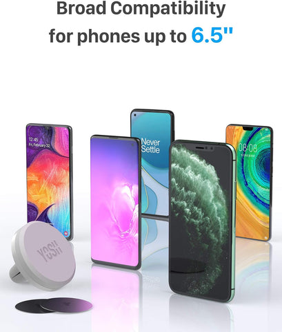 YOSH Magnetic Car Phone Holder Air Vent Mount – Upgraded Strong N50 Magnets, Anti-Slip Silicone, One-Handed Operation
