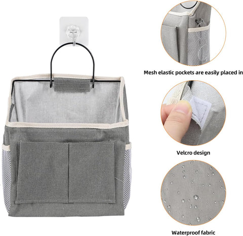 Huangyihan 2-Piece Wall Hanging Storage Organiser – Foldable Grey Oxford Fabric Bags with 12 Compartments for Home Essentials – Make Unused Spaces Work Harder