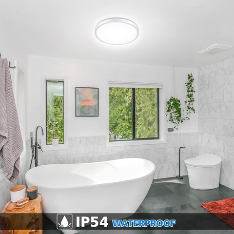 24W Ultra-Thin LED Ceiling Light with Dimmable 2000K Backlight, Warm Night Light & Timer, Modern 12 Inch Round Flush Mount for Bedroom Living Room Kitchen