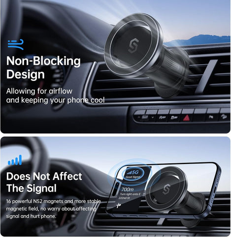 SYNCWIRE MagSafe Car Mount Black – Rotatable Magnetic Phone Holder
