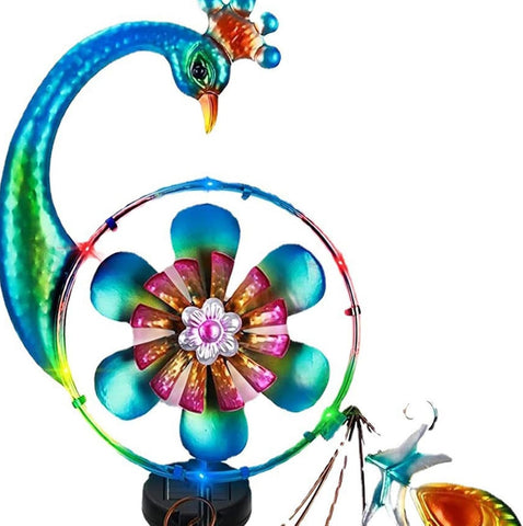 Solar Garden Lights - Decorative Metal Windmill with F