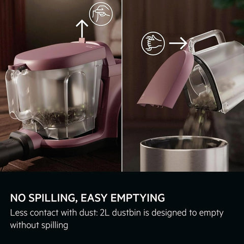 AEG ANIMAL 5000 Bagless Vacuum Cleaner, 3L, Compact, 78dB, 8.5m Action Radius, High Filtration, Multi-Surface, Dark Red
