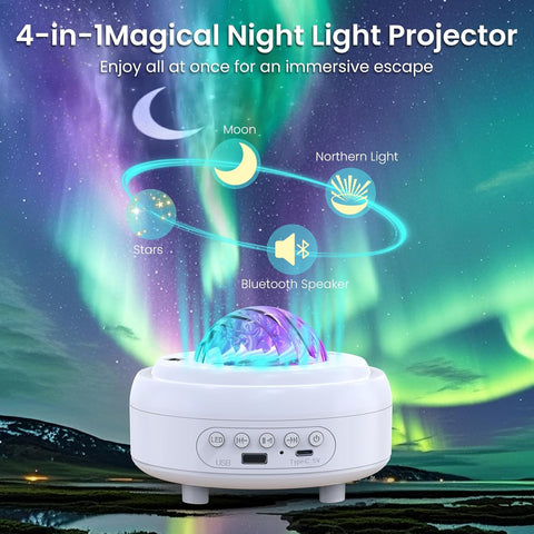 Galaxy Light Projector with Bluetooth Speaker & Rechargeable Night Lamp