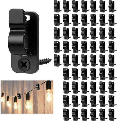 60 Pack Outdoor String Light Clips Screw-in Hooks – Garden Hooks for Fairy Lights, Garden Lighting & Decorative Cables – Keep Every Light Neat, Secure and Exactly Where You Want It