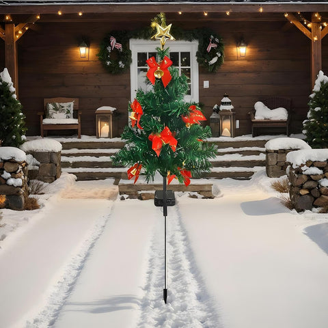 Solar Christmas Lights Outdoor, Waterproof Garden Lamps, Prelit Christmas Trees, Festive Lighting for Pathway, Patio, Lawn, Home, Outdoor, Birthday, Housewarming, Holiday Decor