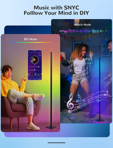 Floor lamp reacting to music beats with lighting


