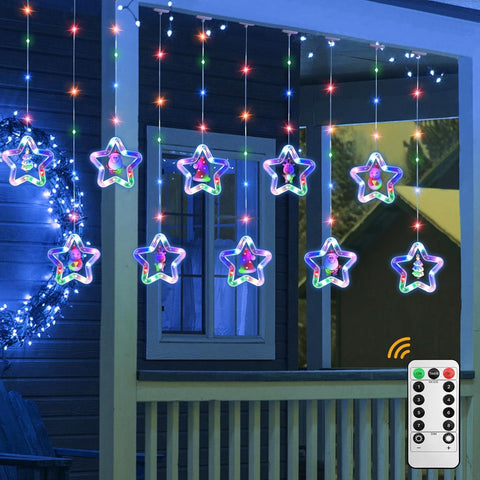 LED Stars Curtain Lights 3.5M×3.5M – Multi-Colored 3D Fairy String Lights with USB & Battery Power