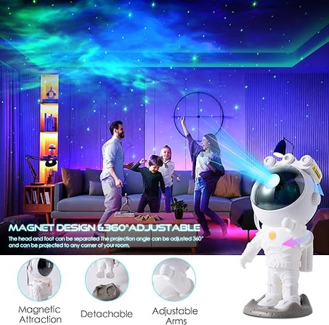 Star Projector, Astronaut Space Warrior Galaxy Night Light, Starry Nebula Ceiling Projection Lamp with Timer, Remote Control，Bedroom Decor Aesthetics，Party Ambient Lighting, Gifts for Kids and Adults
