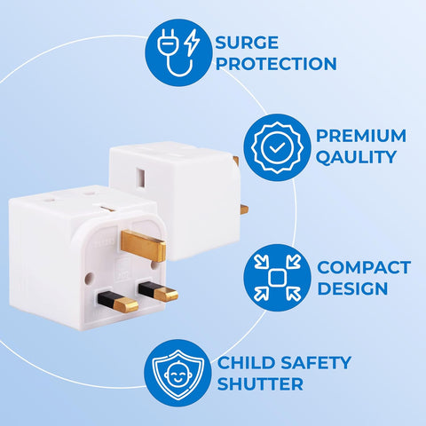 Double Dragon 13A 2-Way UK Plug Adapter – Compact 3-Pin Double Socket Splitter for Home & Office – Make One Socket Work Harder