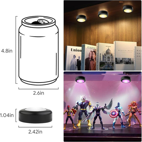 3 Pack Wireless Under Cabinet Lights – 16 Colour RGB LED Puck Lights with Remote & Touch Control, 4 Brightness Levels for Cupboards, Wardrobes & Shelves - Turn Forgotten Dark Corners Into Your Favourite Little Glow