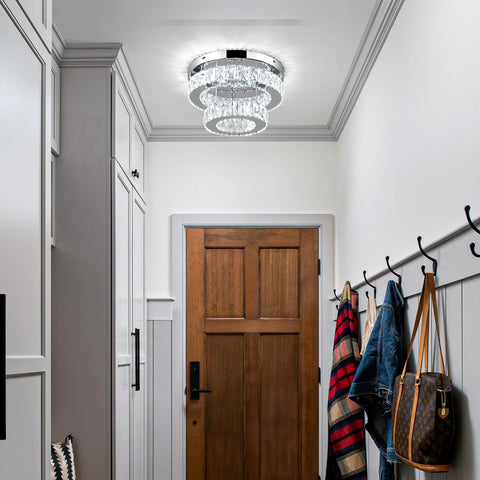 Modern Crystal LED Chandelier Flush Mount Ceiling Light 30cm 30W