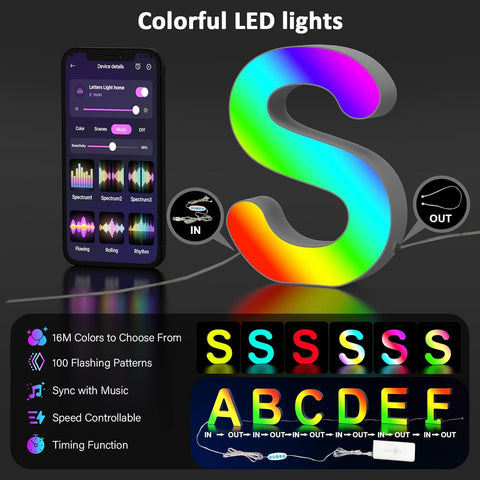 LED Letter S USB Colour Changing Night Light