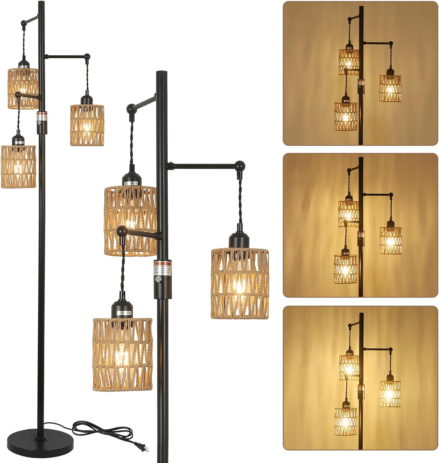 Futuristic lamp design with multiple light fixtures on a beige background