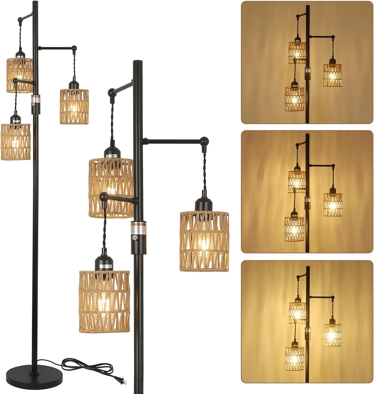 Futuristic lamp design with multiple light fixtures on a beige background