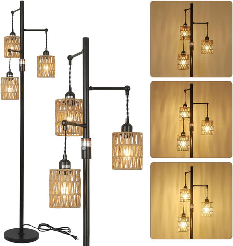 Futuristic lamp design with multiple light fixtures on a beige background