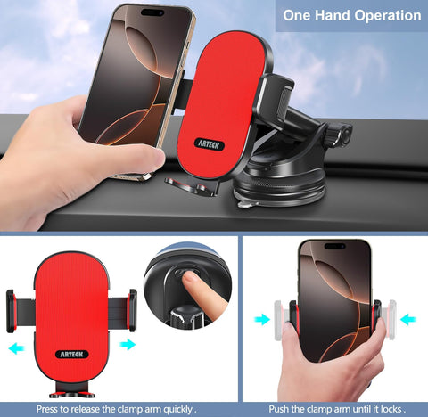 Arteck Black Universal Car Phone Mount Holder 360° Rotation