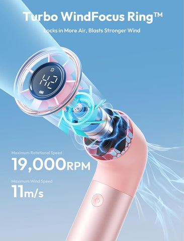 Aecooly Portable Handheld Fan, Powerful Turbo Mini Fan,15H Max Cooling Time,19000 RPM High Speed Aero Pro, 6 Speeds Aluminum Case, Pocket Rechargeable Personal Small Travel GIfts for Women Men -Pink